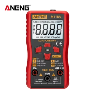 M118A Mini Multimeter 6000 Counts Auto True RMS Tester with NCV Data Hold Voltage Meters Flashlight