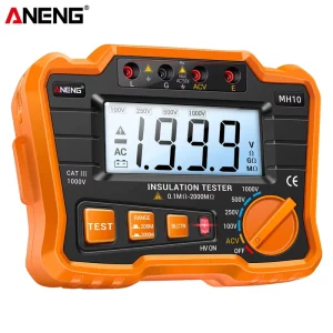 MH10 Digital Megohm Meter 100/250/500/1000V Insulation Resistance Tester High Precision Electrician High Resistance Meter