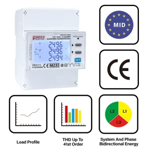MID Approved Fineco EM4373 RS485 3*230 400V Power Quality Analyzer Energy Meter 0.05~5(6)A Three Phase Electricity Management