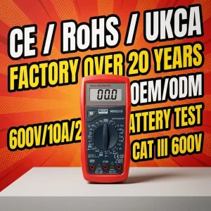 MS8221D Manual Digital Multimeter AC/DC Voltage Current Meter 4-Digit 1999 Counts Ohm CATIII 600V Safety 10A Battery Measuring