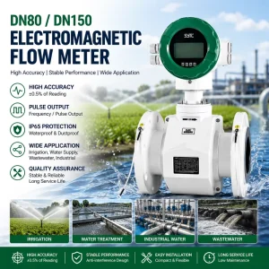 Magnetic Water Flow Meter for Irrigation DN80 DN150 Electromagnetic Flowmeter Pulse Output High Accuracy Flow Meter