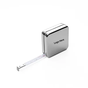 Metal Tape Measure 1m Silver Plated Metal Square Pocket Measuring Tape for Promotional Gifts