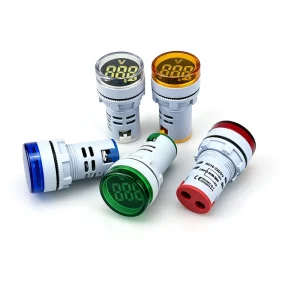 Mini 22MM AC 60-450V Voltmeter Round Panel LED Digital Voltage Meter Indicator Light Tester Red Blue Yellow Green White