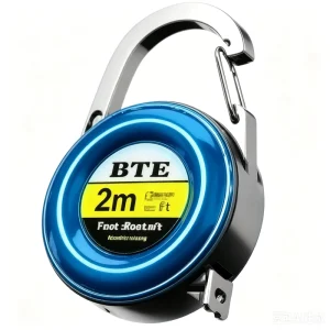 Mini 2m Carbon Steel Blade Automatic Return Measuring Tape with Logo Keychain High Visibility Case Portable