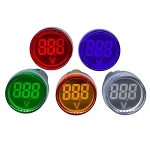 Mini Digital LED Voltage Meter Indicator AC50~500V Circular Red Yellow Blue Green White Light 22mm Mini Digital Voltage Tester