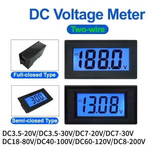 Mini Embedded DC Voltage Meter Two wire LCD Digital Voltmeter Electric bike Voltage Meter Blue Backlight Display