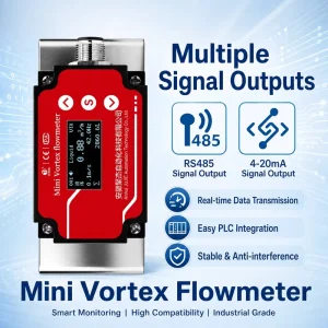 Mini Vortex Flow Meter Stainless Steel Liquid Flowmeter Chemical Industry High Accuracy Water Treatment OEM IP65 Protection