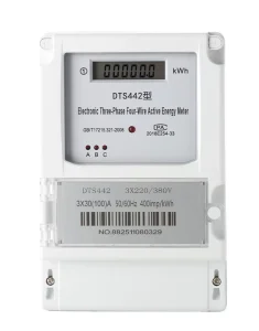Modern Three Phase 4 Wire KWh Meter 100A DIN Rail Mount Class 1.0 LCD for Industrial Power Distribution Board Monitoring