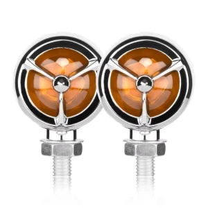 Motorcycle Mini Indicator Retro Turn Signal Lights Metal Blinkers Chopper Bobber Cafe Racer 12VDC 100% Waterproof E MARK