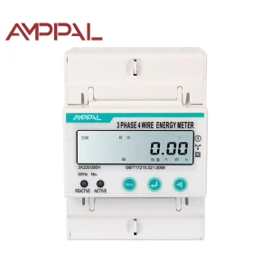 Multi Functional 380V DIN Rail Mounted Smart Three Phase Energy Meter LCD Display Power Voltage Current Measurement Class 1.0