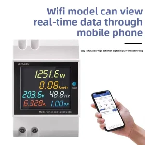 Multifunctional Rail mounted Single phase 220V 15A Six display Digital WiFi Remote Home Industrial Current Voltage Power Meter