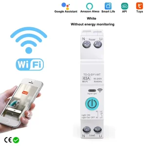 Mvava 16A 63A DIN Rail Energy Meter MCB Wireless Remote Control TUYA WiFi 1P Smart Circuit Breaker Smart Home Automation 6kA