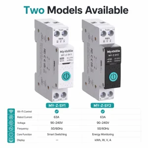 MythEle Tuya WiFi Smart DIN Rail Circuit Breaker 63A Energy Monitoring APP Remote Control Overload Overvoltage Protection