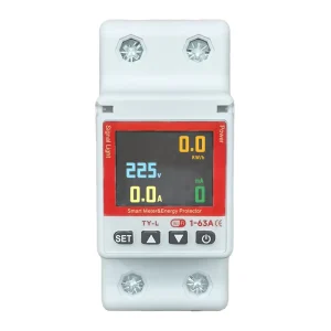 Newest Tuya Smart Energy Meter Multifunctional Protector with Colorful Display Single Phase Voltage Smart Meter