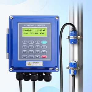 Non invasive Portable Ultrasonic Flowmeter Clamp on Connection RS485 Modbus for Liquid Water Flowmeter Measurement 4 Inches
