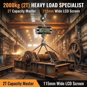 OCS-S4 2000kg Waterproof Digital Crane Scale 115mm Large LCD LED Display IR Remote for Heavy Load Calibration