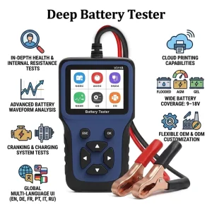 OEM V311B 12V Deep Battery Analyzer SOH Internal Resistance Cranking Charging Test Waveform Cloud Print Car Battery Tester