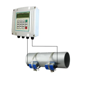 OEM White Wall Mounted Ultrasonic Flowmeter Liquid Water Clamp-On Connection 1% Accuracy High Temp Aluminium Alloy Material