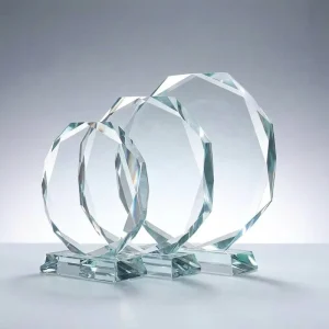 Octagonal Blank K9 Crystal Trophy Personalized Service Award with Diamond Cut Edges Souvenir