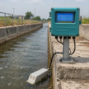 Open Channel Doppler Ultrasonic Flow Meter with Velocity Level Display Submersible Transducer for Sewage Treatment Remote Trans