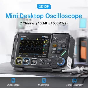 Osciloscopio FNIRSI 2D15P 100MHZ 500MSa/s 2CH Desktop Digital Phosphor Oscilloscope with 4.5 Digit TRMS