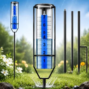 Outdoor Rain Gauge for Garden Farm Irrigation Rainfall Measurement Instrument Clear Blue Scale Weather Station Equipment