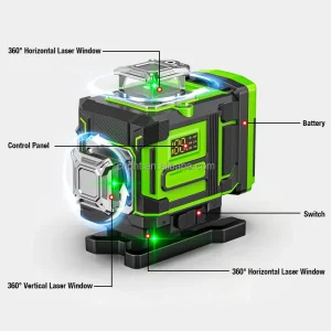 Outdoor and Indoor Green Light Rotating 360 Cross Line Self Leveling Laser Level 4D 16 Line Building Machine