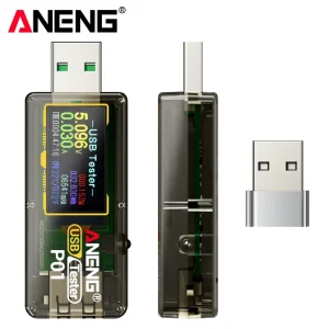 P01 USB Tester LCD Screen Digital Voltmeter Ammeter Voltage Current Capacity Meter Battery Fast Charge Power Bank Detector