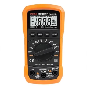 PEAKMETER PM8233 Series Digital Multimeter AC DC Current Voltage Tester 2000 Counts Data Hold AutoRange Handheld Pocket Size