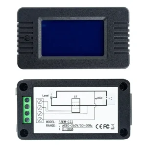 PZEM-022 100A AC 80-260V LCD Digital Display 6 In1 Voltage Current Watt Energy Consumption Power Capacity Meter Power Meter