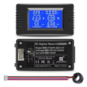PZEM 022VH Digital Panel Meter 220V 100A Single Phase Voltmeter Amperemeter CT Coil Electronic Power Factor Meter