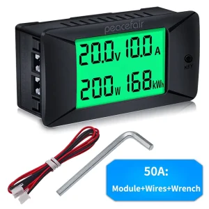 PZEM-025 DC Digital Power Meter 0-300V 300A LCD Voltage Current Wattmeter Kwh Energy Monitor with Shunt for Solar Battery