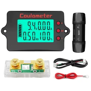 PZEM 037XH Battery Capacity and Health Analyzer 50A 500A Coulomb Meter SOC 100V 24V Battery Monitor LiFePO4 Li ion Battery Testers