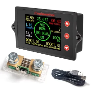 PZEM-041 100V Universal Car Battery Monitor Charge Discharge Voltage Current Battery Capacity Indicator Buzzing Alarm