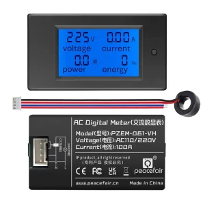 PZEM 061 VH Digital AC 6in1 220V 100A Electric Kwh Meter Panel Energy Single Phase Power Analyser Voltmeter Ammeter Wattmeter