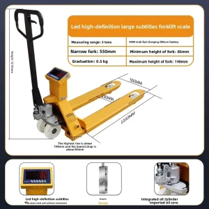 Pallet Truck with Scales Pallet Jack 1-3t Weighing Manual Hydraulic Hand Rough Terrain