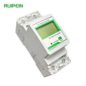 Photovoltaic Single Phase Energy Meter DC1000V Input Rail Mounted Class 1.0 Accuracy 50A Max 5A Rated LCD Metering