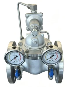 Pilot Controlled Pressure Reduction Valve Adjustable Pressure Regulating Valve With Pressure Gauge Connection