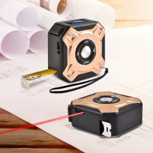 Portable 2-in-1 Laser Tape Measure 40M Laser Distance Meter + 5M Steel Tape with Belt Clip & Lanyard