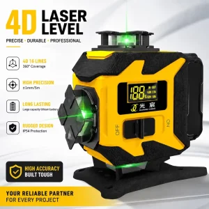 Portable 360 Degree Laser Level IP54 Waterproof for Floor Tile Ceiling Installation Horizontal Vertical Cross Line