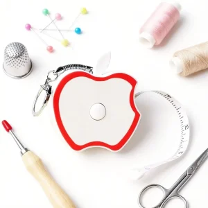Portable Apple Shaped Needlework Tape Measure Soft Ruler 200cm Retractable Sewing Measuring Tool Needlepoint Craft Supply
