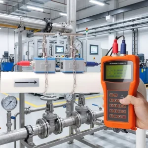 Portable BTU Meter Handheld Ultrasonic Flow Meter with Temperature Sensor for HVAC Chilled Water Cooling System Energy Audit