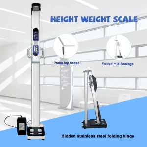 Portable Digital LCD Mechanical BIM Medical Scale 0.1kg Accuracy Automatic Height Weight Measurement 7 Inch Touch Screen