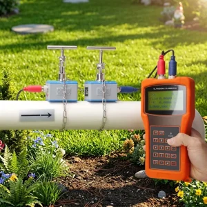 Portable Handheld Ultrasonic Flow Meter Battery Digital LCD Display Clamp-on ±1% Accuracy for Industrial Field Flow Measurement