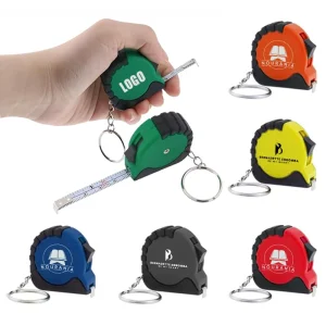Portable Mini Steel Tape Measure Keychain 1M PRT Rubber Wrapped Gift Tape Measure with Custom logo