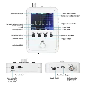 Portable TFT Digital Mini Oscilloscope Logic Analyzer Kit with BNC-Clip Oscilloscope Standard DIY Kit