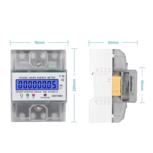Power Monitoring LCD Transparent Cover and Backlight Rail mounted Electricity AC Active Kwh Meter Three Phase Energy Meters