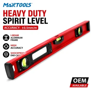 Premium Industrial Heavy Duty Aluminum I Beam Spirit Level High Accuracy 0.75mm/m Powder Coated Measuring Tool for Construction