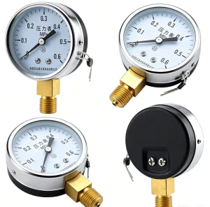 Pressure Gauges Hydraulic Customizable Sizes and Range Copper Alloy Joint Glass Window Iron Plastic Case for Factory Equipment