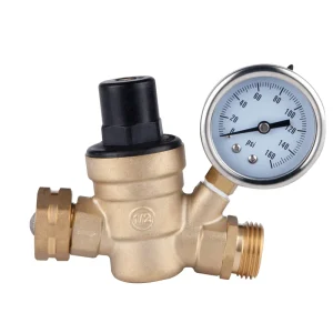 Pressure Regulator Valve Brass Lead Free Adjustable Water Pressure Reducing Valve with Gauge 16bar 1/2-1 Port